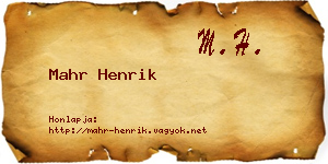 Mahr Henrik névjegykártya